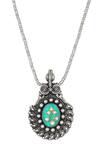 Sangeeta Boochra_Silver Plated Turquoise Embellished Pendant Necklace _Online_at_Aza_Fashions