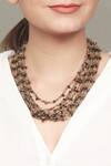 Buy_Sangeeta Boochra_Brown Shanaya Multi Stranded Beads Necklace _at_Aza_Fashions