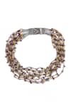 Shop_Sangeeta Boochra_Brown Shanaya Multi Stranded Beads Necklace _at_Aza_Fashions