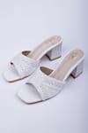 Shop_Schon Zapato_White Embellished Luxpearl Strap Heels_at_Aza_Fashions