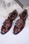 Buy_SCHON ZAPATO_Brown Matte Ethno Pathani Interwoven Strap Shoes  _at_Aza_Fashions