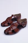 Shop_Schon Zapato_Brown Matte Ethno Pathani Interwoven Strap Shoes  _at_Aza_Fashions