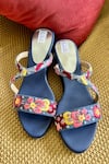 Buy_Fuchsia_Blue Thread Floral Fantasy Embellished Wedges _at_Aza_Fashions