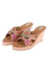 Buy_Fuchsia_Multi Color Cutdana Meadow Mist Embellished Wedges _at_Aza_Fashions