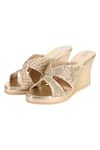 Shop_Fuchsia_Gold Cutdana Daisy Dreams Embellished Wedges _at_Aza_Fashions