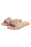 Shop_Fuchsia_Pink Sequins Wild Flowers Embellished Sliders _at_Aza_Fashions