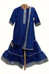 Buy_Minime Organics_Blue Silk, Cotton Gota Patti, Kurta Sharara Set With Embroidered Dupatta _at_Aza_Fashions