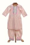 Buy_Minime Organics_Pink Cotton Mirrors, Lace, Embroidery Printed Kurta And Harem Pant Set _at_Aza_Fashions