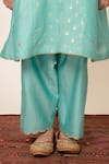 Boteh_Blue Chanderi Silk Floral Butti Kurta Pant Set _Online_at_Aza_Fashions