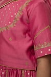 Boteh_Pink Chanderi Silk Floral Panelled Lehenga Set _Online_at_Aza_Fashions