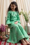 Boteh_Green Chanderi Silk Embroidered Floral Butti Kurta With Sharara _at_Aza_Fashions