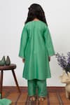 Shop_Boteh_Green Chanderi Silk Embroidered Floral Placement Kurta Pant Set _at_Aza_Fashions