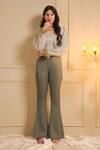 Buy B'Infinite Green Satin Solid Gleam Trouser at Aza Fashions Buy_B'Infinite_Green Satin Solid Gleam Trouser_at_Aza_Fashions