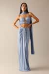 Buy_Deme X Kalki_Blue Lycra Theaa Rhinestones Work Blouse Skirt Set_at_Aza_Fashions