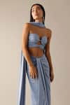 Buy_Deme X Kalki_Blue Lycra Theaa Rhinestones Work Blouse Skirt Set_Online_at_Aza_Fashions