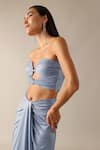 Shop_Deme X Kalki_Blue Lycra Theaa Rhinestones Work Blouse Skirt Set_Online_at_Aza_Fashions