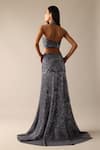 Shop_Deme X Kalki_Grey Shimmer Net Solid Halter Karlie Draped Gown _at_Aza_Fashions