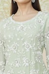 Buy_Samyukta Singhania_Green Georgette, Viscose Pearls, Sequins, Embroidery Embellished Sharara Set _Online_at_Aza_Fashions