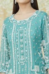 Buy_Samyukta Singhania_Green Georgette, Viscose Pearls, Sequins, Crystals Geometric Kurta Sharara Set _Online_at_Aza_Fashions