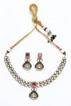 Shop_Our Purple Studio_Gold Plated Stones, Diamonds Layered Kundan Necklace Set _at_Aza_Fashions