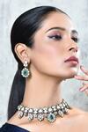 Buy_Our Purple Studio_Green Pearls, Piping, Stones Polki Embellished Pendant Necklace Set _at_Aza_Fashions