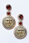 Buy_Our Purple Studio_Gold Plated Diamonds, Stones Carved Lion Pattern Earrings _Online_at_Aza_Fashions