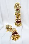 Shop_Our Purple Studio_Gold Plated Pearls, Beads Kundan Embellished Dangler Earrings_at_Aza_Fashions