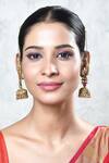 Shop_Our Purple Studio_Gold Plated Kemp Stone Embellished Jhumka Earrings_Online_at_Aza_Fashions
