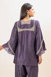 Buy Oshi By Shikha Purple Bamboo, Cotton Embroidery Round Neck Bodice Short Kurta With Pant Online at Aza Fashions Buy_Oshi By Shikha_Purple Bamboo, Cotton Embroidery Round Neck Bodice Short Kurta With Pant _Online_at_Aza_Fashions