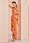 Buy_Mandira Wirk_Orange Chiffon Printed Abstract One Shoulder Dress_Online_at_Aza_Fashions