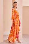 Buy_Mandira Wirk_Orange Viscose Crepe Printed Abstract V Neck Tunic Dhoti Pant Set _Online_at_Aza_Fashions