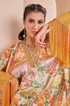 Shop_Mandira Wirk_Yellow Satin Printed Abstract V Neck Tunic And Dhoti Pant Set _Online_at_Aza_Fashions