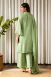 Shop_Kapraaaha_Green Muslin Round Bloom Lace Embellished Kurta Palazzo Pant Set  _at_Aza_Fashions