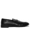 Mondarro_Black Studded Zinobi Horsebit Buckle Vegan Leather Loafers_Online_at_Aza_Fashions