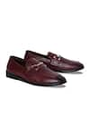 Buy_Mondarro_Maroon Studded Zinobi Horsebit Buckle Top Loafers  _at_Aza_Fashions