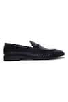 Mondarro_Black Studded Jayda Woven Horsebit Loafers _Online_at_Aza_Fashions