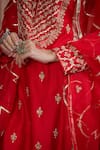 Pink City by Sarika_Red Kurta Silk Chanderi Embroidered Zari Round Sharara Set _Online_at_Aza_Fashions