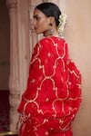 Buy_Pink City by Sarika_Red Kurta Silk Chanderi Embroidered Zari Round Sharara Set _Online_at_Aza_Fashions