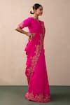 Buy_Pink City by Sarika_Pink Silk Chanderi Embroidered Resham High Neck Saree With Blouse  