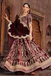 Buy HOUSE OF SUPRIYA Maroon Blouse Velvet Embroidered Lehenga Set ...