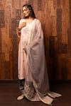 House Of Supriya Pink Silk, Organza, Viscose Embroidery Round Neck Chanderi Kurta Set Online at Aza Fashions House Of Supriya_Pink Silk, Organza, Viscose Embroidery Round Neck Chanderi Kurta Set _Online_at_Aza_Fashions