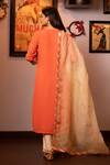 Shop_House Of Supriya_Orange Silk, Georgette, Organza Sequins, Embroidery Scoop Floral Kurta Set _at_Aza_Fashions