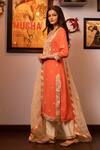House Of Supriya_Orange Silk, Georgette, Organza Sequins, Embroidery Scoop Floral Kurta Set _Online_at_Aza_Fashions