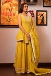House Of Supriya_Yellow , Georgette, Organza, Wildflower Bloom Kurta Sharara Set _Online_at_Aza_Fashions