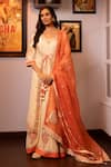 Buy_House Of Supriya_Off White Silk, Georgette, Organza Embroidery Scoop Jacket Style Anarkali Set _at_Aza_Fashions