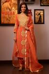 Buy_House Of Supriya_Orange Silk, Georgette, Organza Gota Patti, Bloom Motif Kurta Pant Set _at_Aza_Fashions