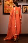 Shop_House Of Supriya_Orange Silk, Georgette, Organza Gota Patti, Bloom Motif Kurta Pant Set _at_Aza_Fashions