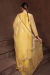 Shop_House Of Supriya_Yellow Georgette, Silk Organza Embroidery Split V-neck Hand Kurta Pant Set _at_Aza_Fashions