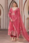 Buy House Of Supriya Pink Brocade, , Organza Embroidery V-neck Hand Anarkali Pant Set at Aza Fashions Buy_House Of Supriya_Pink Brocade, , Organza Embroidery V-neck Hand Anarkali Pant Set _at_Aza_Fashions