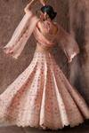 Shop_House Of Supriya_Peach Velvet, Silk Organza Beads, Zari Mandala Embroidered Lehenga Set _at_Aza_Fashions